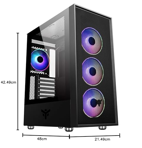 VERTIBRA H210 - Case PC Gaming Middle Tower, Ventole ARGB 4x12cm predisposto fino a 6 ventole, 2xUSB3, frontale traforato e Pannello laterale in vetro temprato, Nero - Case PC - Immagine 7