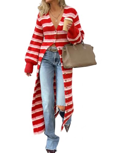 Image of Saodimallsu Womens Long Duster Cardigans Button Down Maxi Sweater Dress