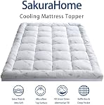 Mattress Topper Short Queen RV Size, Cooling Extra Thick Breathable Viscose Made from Bamboo Mattress pad, Soft Quilted Fitted Mattress Cover with 1000 GSM Down Alternative Fill (8-21”Deep Pocket)