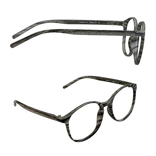 Image of Vintage Round Progressive Multifocal Presbyopic Glasses, Photochromic Gray Sunglasses for Men Women Readers (Wood,+0.00 /+2.50 Magnification)