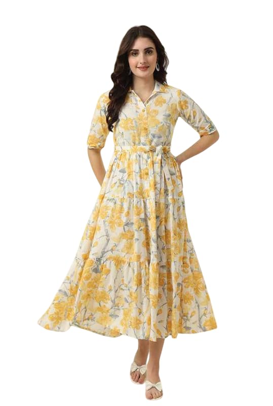 TELOXY_ Women Elegant Floral Maxi Dress | One Piece Dress for Women | Midi Dress | Puff Sleeve | A-Line Fit & Flare Dress | Lightweight Casual Wear Dress TELOXY_ Women Elegant Floral Maxi Dress | One Piece Dress for Women | Midi Dress | Puff Sleeve | A-Line Fit & Flare Dress | Lightweight Casual Wear Dress