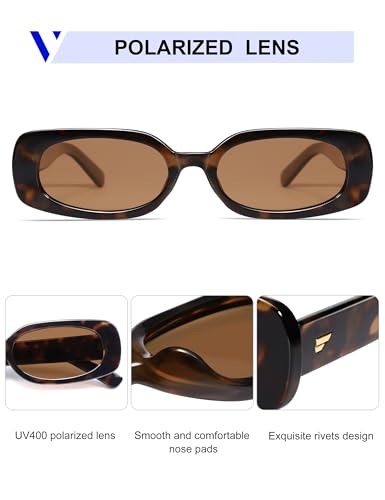 VANLINKER Retro Rectangle Polarized Sunglasses for Women Trendy Small 90s Style Vintage Narrow Rectangular Frame VL98484