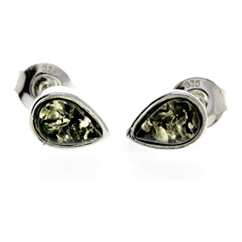 Baltic Amber 925 Sterling Silver Small Stud Teardrop Earrings for Woman or Girl M638G Cover