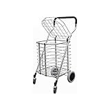 Der Korb ist bedeckt und kann 30 Pfund Gegenstände aufnehmen, und ein flexibler Haken am Korb haken den Deckel an, um zu verhindern, dass der Korb ausfällt.