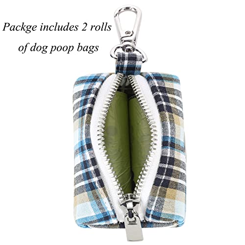 Image of Lionet Paws Cute Dog Poop Bag Holder with Dog Poop Bag for Leash, Cotton LightBlue Dog Bag Dispenser, Matching Dog Collar