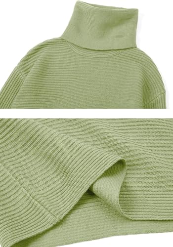 Image of ebossy Womens Ribbed Knit Sweater Outfits Casual Loose 2 Piece Turtleneck Pullovers Elastic Waist Maxi Skirt Sets