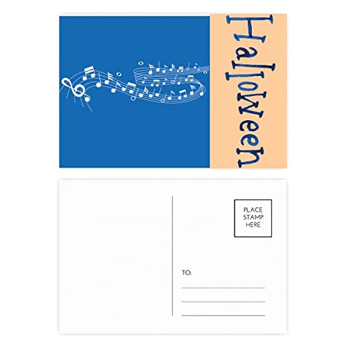 Cartes postales Blue Flappg Music 5-line Staff lot de 20 pour écrire des partitions d'Halloween