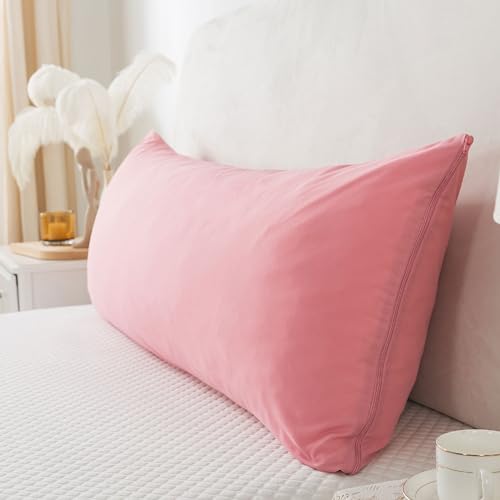 WhatsBedding Memory Foam Body Pillow with Breathable Zippered Cotton Cover, Full Body Pillow for Adults, Long Pillow for Sleeping, Firm Pillow Breathable Fluffy Supportive - Foggy Pink