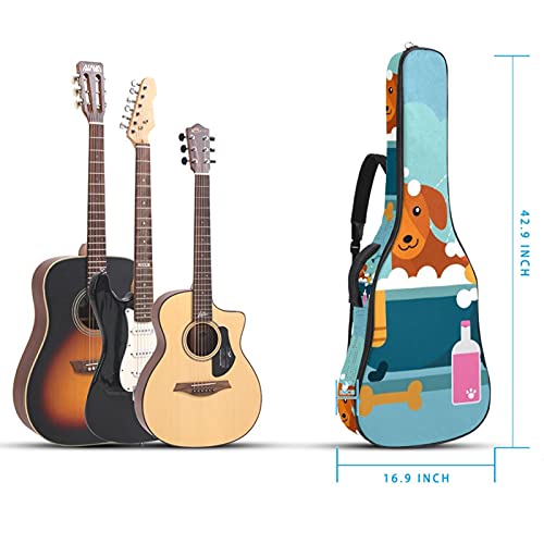 Housse guitare acoustique classique électrique imperméable bleu fermeture éclair - 5