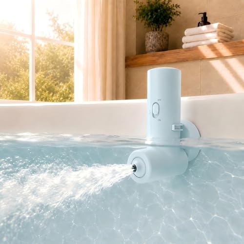 Bath Jet Spa Impact Force 65 kPa Rechargeable Bath Jet for Tub Bubble and Jet Two Mode Cordless Portable Bathtub Accessories with Adjustable Speed Bathtub Jets for Home Spa Relaxing (Blue)