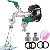 Robinet Cuve 1000L S60X6 IBC Raccord Robinet avec raccord de tuyau Robine double sortie 1/...