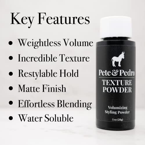 Pete & Pedro Texture Powder - Texturizing And Volumizing Styling Powder For Men | Adds Mega Volume & Texture, Matte Finish, Restyleable Hold | As Seen On Shark Tank, 1 Oz #TOP1