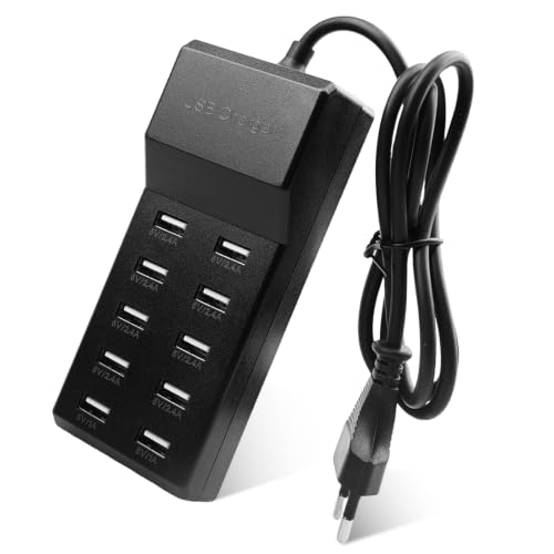 USB Charger 10 Ports 50 W, Multiple USB Hub Charging Dock, Multi-...