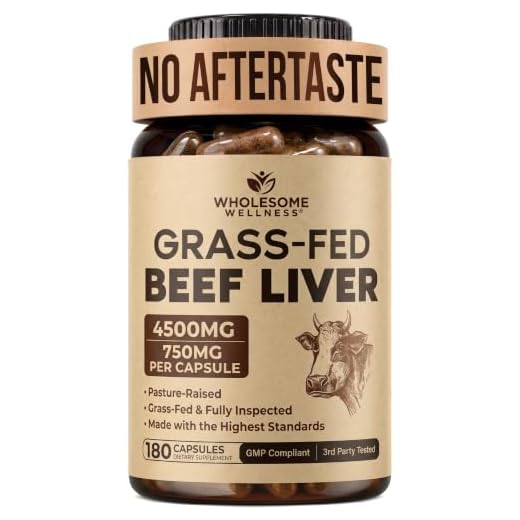 Wholesome Wellness Grass Fed Desiccated Beef Liver Capsules (180 Pills, 750mg Each) - Natural Iron, Vitamin A, B12 for Energy - Raised Undefatted in New Zealand Without Hormones or Chemicals