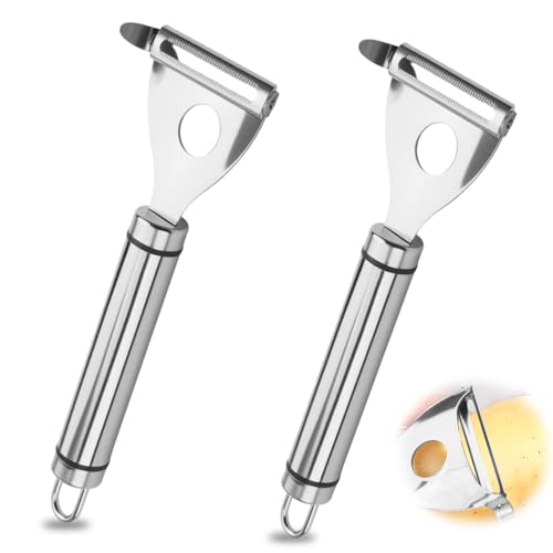 2PCS Potato Peelers, Y Shape Straight Blade Stainless Steel Peeler, Easy Grip Fruit & Veggie Slicer, Durable Speed Cutter for Potato, Carrot, Apple, Orange Kitchen Peeling Accessory