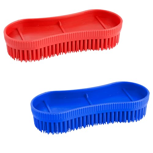 GroveEss 2Pcs Horse Cleaning Grooming Brush Set, Plastic & Durable Horse Hair Brushes, Tail Mane & Body Massage Care Tool