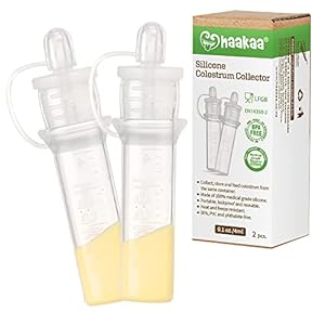 haakaa Colostrum Collectors for Breastfeeding Moms to Collect Store and Feed Colostrum, 0.1oz/4ml, 2pcs