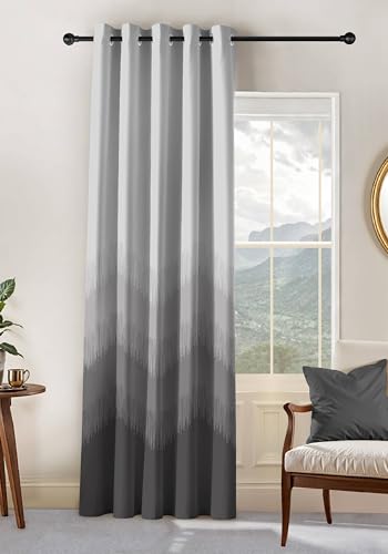 Image of Kivo Digital Print 85% Blackout Curtains for Door /Window, Thermal Insulated, Tie Back, Wider Width 50 in, Eyelet Curtains for Living Room /Bedroom (Dark Stone 7 ft Set of 1)