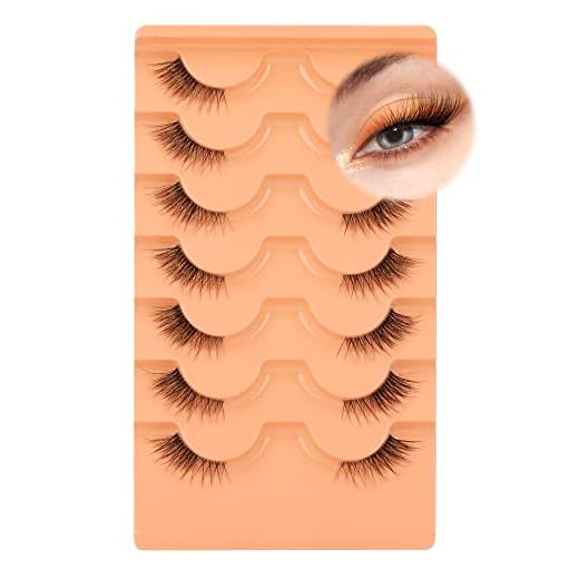 Half Lashes Natural Look Wispy False Eyelashes Mink 3/4 Corner Lashes Clear Band Fake Eyelashes 7 Pairs Multipack by Eefofnn