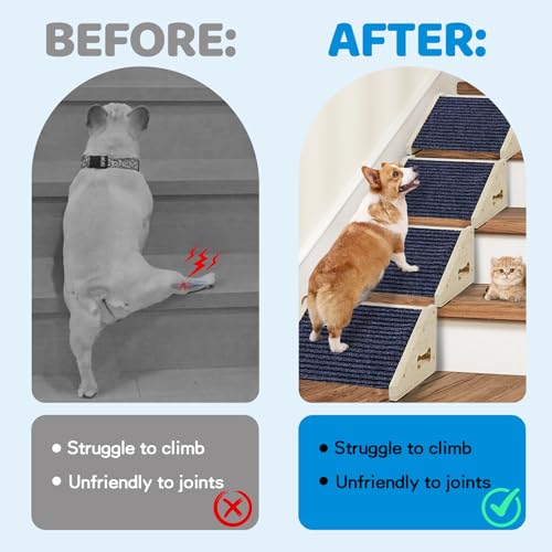 Rampas para cães para escadas, escadas de madeira para cães pequenos, médios e grandes, degraus anti