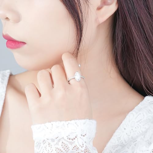 S925 Sterling Silver 1 Carat Marquise Diamond Engagement Ring | Micropavé Setting, D-Color VVS1 | Sophisticated Wedding Accessory for Women2