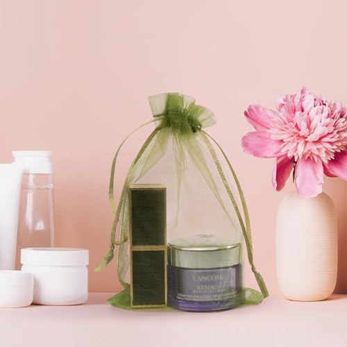 Image of Crweety 50PCS Organza Bags 6x9 Green Large Mesh Bags Drawstring Sheer Goodie Pouches for Jewelry Candy Treats Mother's Day Weddings Gifts Birthday Party Favors Packaging, Fruit Protection Bag Bulk