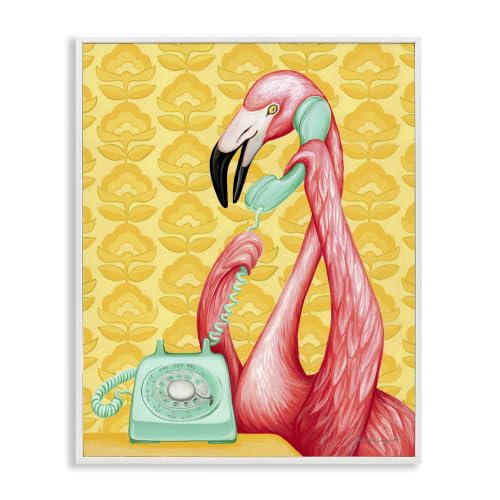 Flamingo Dial Telephone Floral, 24 x 30 Inch Framed Giclée Print