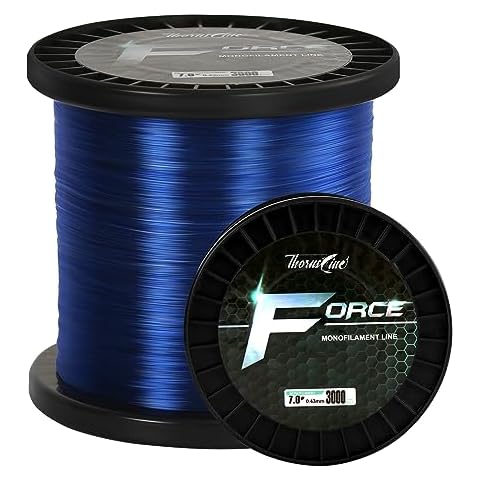 ThornsLine Force Monofilament Fishing Line - Superior Saltwater Mono Leader Materials - Exceptional Strength Nylon Fishing line 2-100lb, Abrasion Resistant Mono Line (0.20mm/6lb/300yd, GEM Blue) Cover