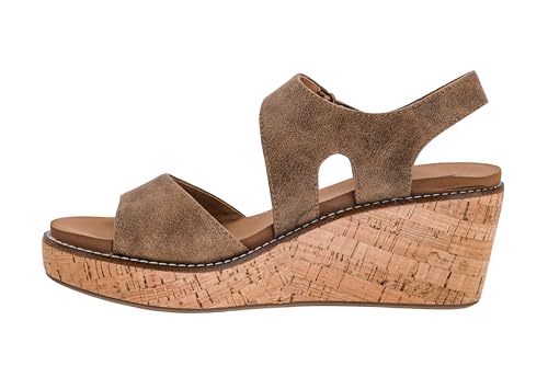 Corkys Footwear Women's Five Oclock Somewhere 2.5-Inch Wedge - Timeless Toe Strap, Hook And Loop Strap Ankle Closure, And Cushioned EVA Insoles For All-Day Comfort