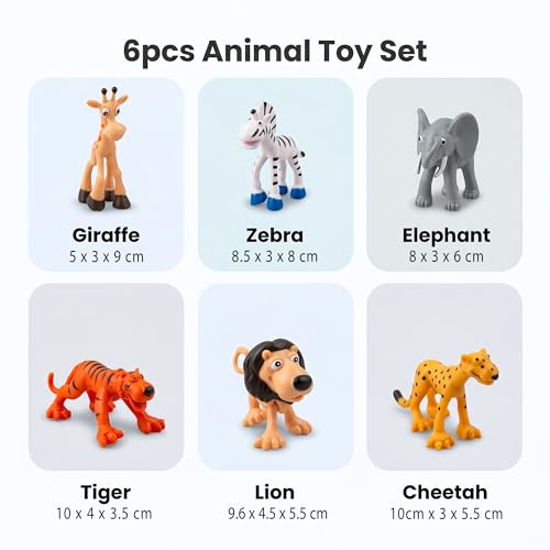 Image of CLAPONE Mini Jungle Toys Set Animals Figure,53 Piece Animal Figurines Mini Animals Safari Animals Figures Zoo Animals Toy Toddler Toys Safari Realistic -Multicolor (Multicolour, 6PCS Animal)