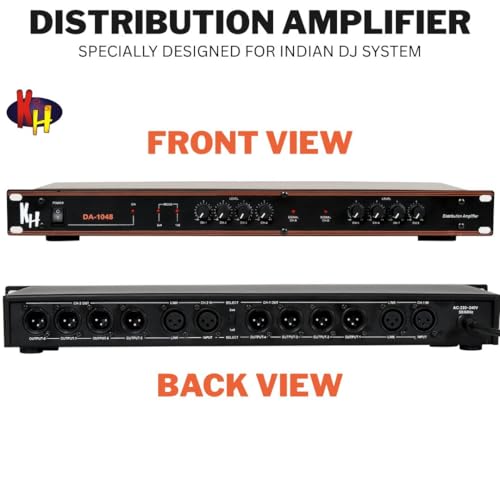 Image of kh DA 1048 Distribution Amplifier Professional Audio Signal Distributor with 8 XLR Outputs, Stereo /Mono Switch, LED Signal Indicators, Balanced XLR Inputs for DJ, Studio & Live Sound