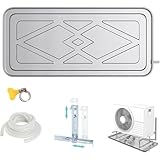 Universal Split Klimaanlage Wärmepumpe Tropfschale mit Ablaufloch und Montagehalterung, Edelstahl Kondensatablaufwanne mit Ablaufrohr
