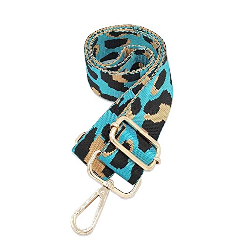 Image of Bag Straps Replacement Crossbody Wide Blue Leopard Print Adjustable Guitar Strap for Purses