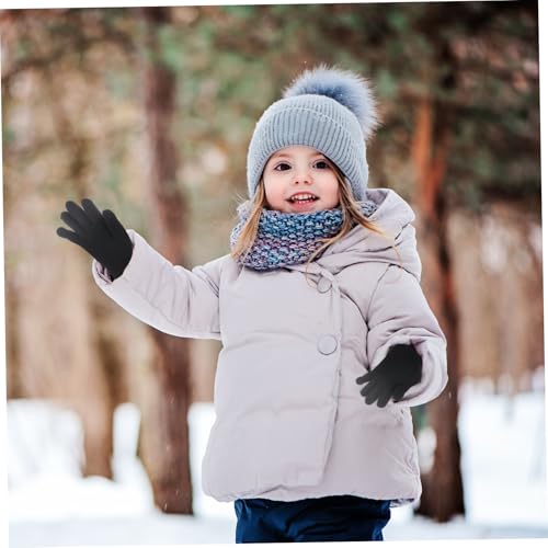 Full Finger Gloves Warm Knitted Winter Gloves for Aged Solid Black Color Stretchy Knit Design for Boys for Outdoor Activities Autumn and Winter4