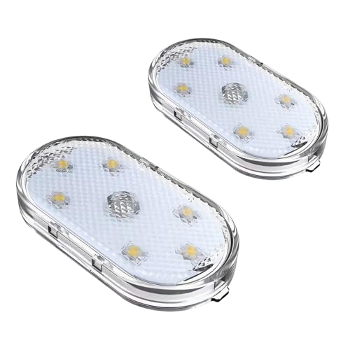 wilcractk Luces LED Táctil para Coche, luz Interior con 7 Colores, USB Recargable, Mini tamaño, iluminación Ambiental para Interior, Maletero y Lectura, 2 Unidades