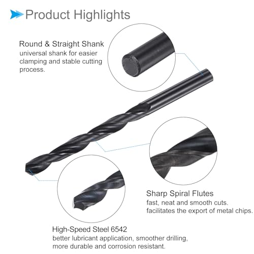 CoCud 6542 Hochgeschwindigkeitsstahl Spiralbohrer, 8,8 mm Durchmesser 123 mm Länge, Schwarzoxid-Gerade Spiralbohrer - (Anwendungen: für Metall Holz Kunststoff Aluminium)
