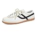 LUCKY STEP Women's Classic Retro Sneakers Casual Fashion Gum Sole Trainer Cow Suede Running Walking Shoes(White/Black,8.5)