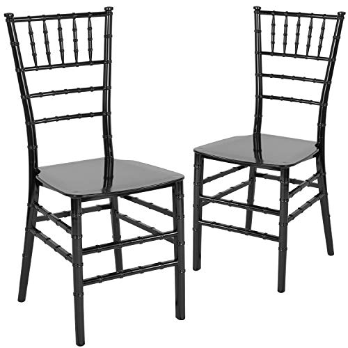 Flash Furniture 2 Pack HERCULES Series Black Resin Stacking Chiavari