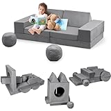 【12 pièces Canapé Enfant avec Boules】 Ce canapé de jeu modulaire pour enfants est composé de 5 éléments de base : 2 socles, 2 coussins d'assise, 2 coussins de soutien, 2 accoudoirs et 2 boules. C'est à la fois un espace confortable pour que les enfants se détendent et un terrain de jeu où ils peuvent laisser libre cours à leur imagination !