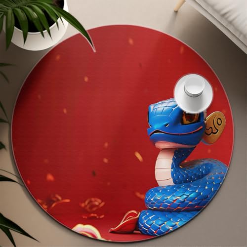 Tapis rond serpent bleu antidérapant pour sécuriser le sol de la chambre - 6