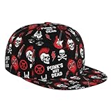 Men's Women Plain Baseball Snapback Cap Trucker Hat Relaxed Fit Adjustable Flat Brim Hat Dad Hat Hip Pop Headwear Baseball Bucket Cap, for Punk Rock Set Skull Punks Not Dead Words Red Black