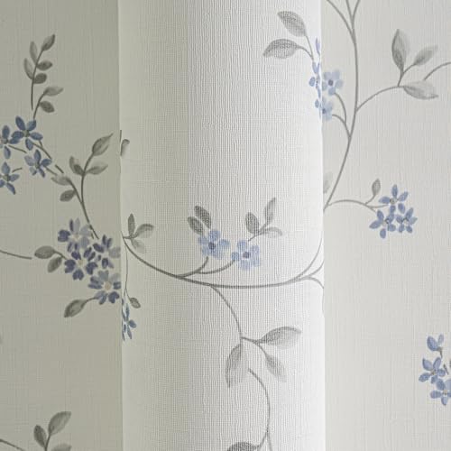 A.S. Création Maison Charme Vliestapete mit floralem Muster 0,53 x 10,05 m – Creme, Grau, Blau – Blumentapete im Landhausstil Made in Germany – 390713