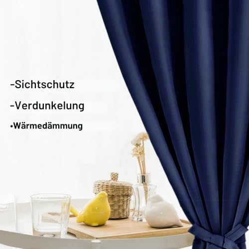 XWZO Blickdichte Vorhänge Verdunklungsvorhänge mit Ösen 2 Stücke Gardienen mit Raffhalter Lichtundurchlässige Vorhänge für… – Ansicht 6