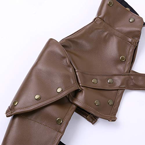 Iefiel Steampunk Costume Shoulder Armors Metal Rivets Pu Leather Retro Armlet Armband Armor Shrug Brown One Size #TOP4