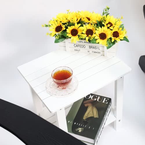 Byzane Double Adirondack Side Table, Patio Outdoor End Table Weather Resistant,Rectangular Table For Patio, Garden, Lawn, Indoor Outdoor Companion, White #TOP3