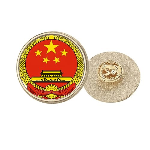 Broche Chine emblème national en métal doré finition ronde haut de gamme