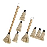 LIOOBO Bbq Basting Mop with Handle Grill Oil Brush for Barbecue and Baking Long Reach Cotton Mop for Grilling Smoking Brisket Chicken Pork Barbecue Accessories