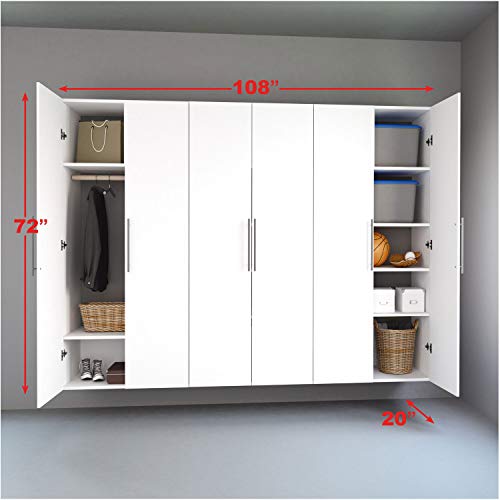 Image of Prepac K HangUps Storage Cabinet Set, 72 in. H x 108 in. W x 20 in. D, White, Set K - 3 pc