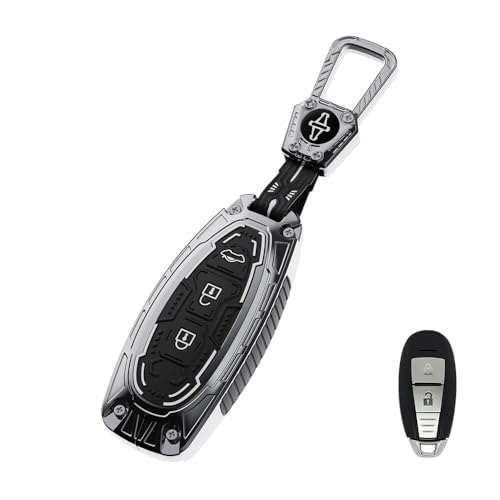 Image of Keyzone Iron Core Series Key Cover Compatible for Suzuki Baleno, Ciaz, Ignis, SCross, Vitara Brezza, Toyota Urban Cruiser 3 Button smart Key (Gunmetal)