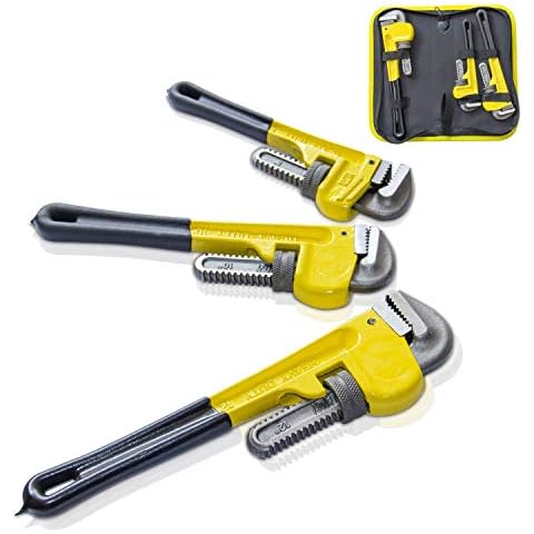 KOTTO Heavy Duty Adjustable Pipe Wrench Set, Wrench Tool Set / Tool Box, Hand tools for Plumbing, 3 Pack Set, 8, 10, 12 Inches Wrench Set with Storage Bag Cover